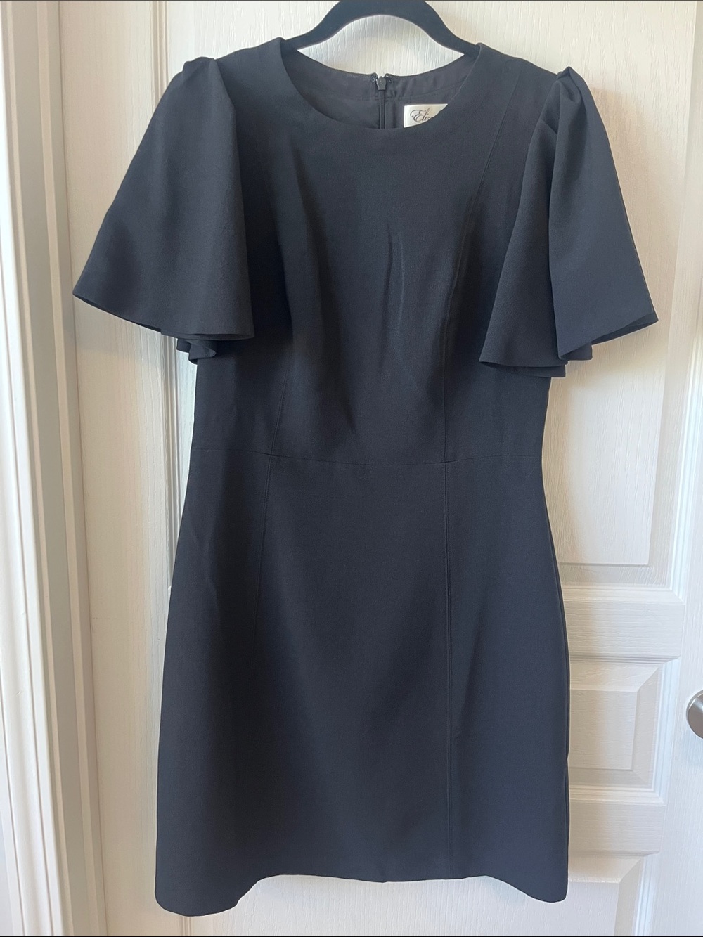 Eliza J Black Flutter-Sleeve Mini Dress Size 6